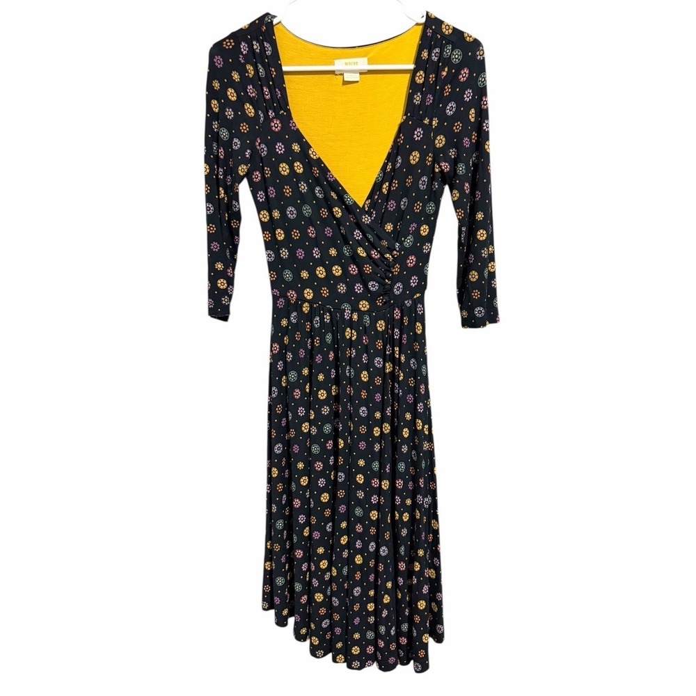 Maeve Anthropologie Archival Midi Motif Faux Wrap Dress Women's Size X-Small